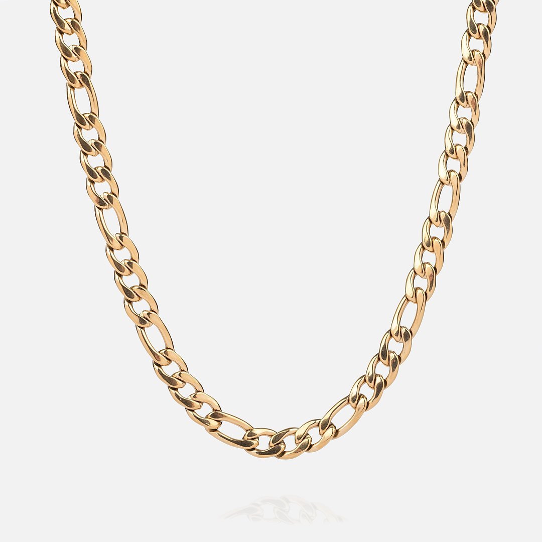 7mm Gold Figaro Chain Necklace for Men — WE ARE ALL SMITH