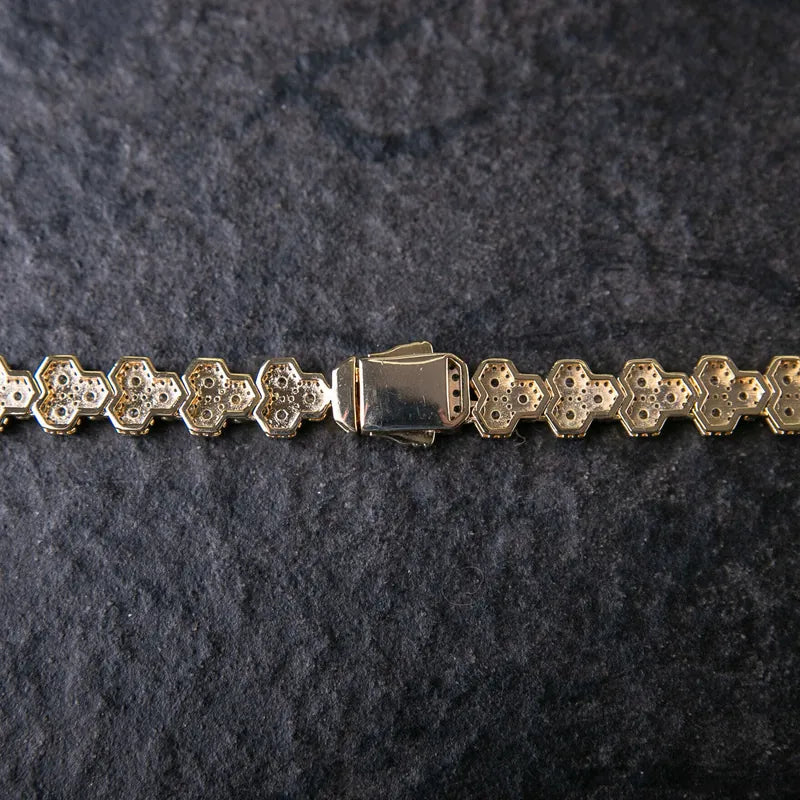 10MM ICED HONEYCOMB LINK CHAIN - Gold