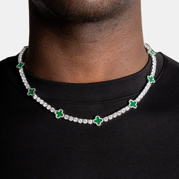 Clover Tennis Chain White Gold