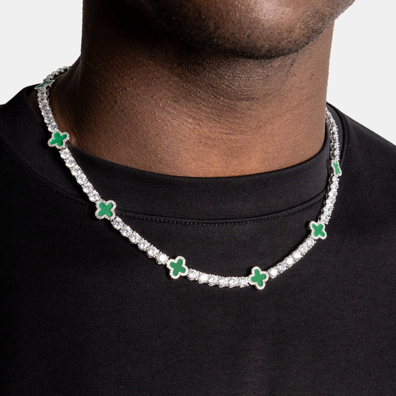 Clover Tennis Chain White Gold