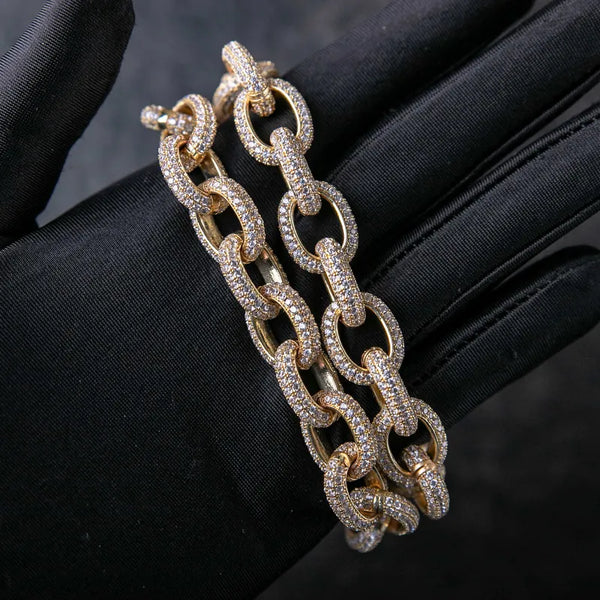 15MM ICED ROLO LINK CHAIN  - Gold