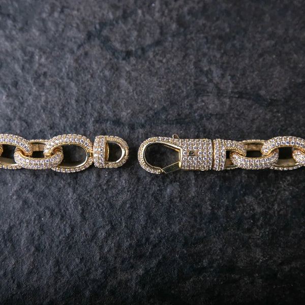 15MM ICED ROLO LINK CHAIN  - Gold