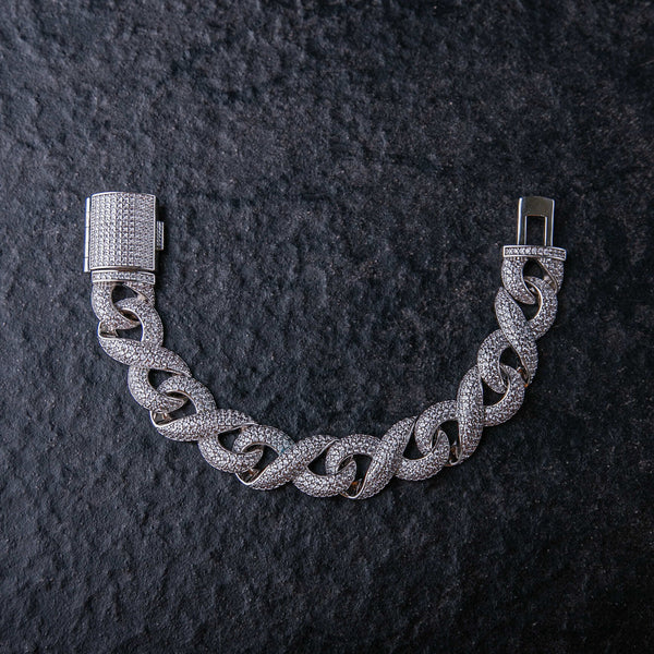 16MM INFINITY LINK BRACELET - White Gold