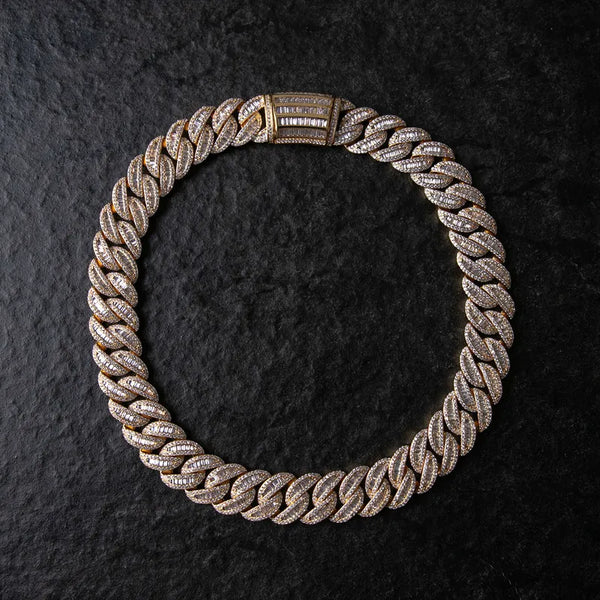 20MM BAGUETTE & ROUND CUT MIAMI CUBAN CHAIN - Gold