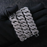 20MM BAGUETTE & ROUND CUT MIAMI CUBAN CHAIN - White Gold