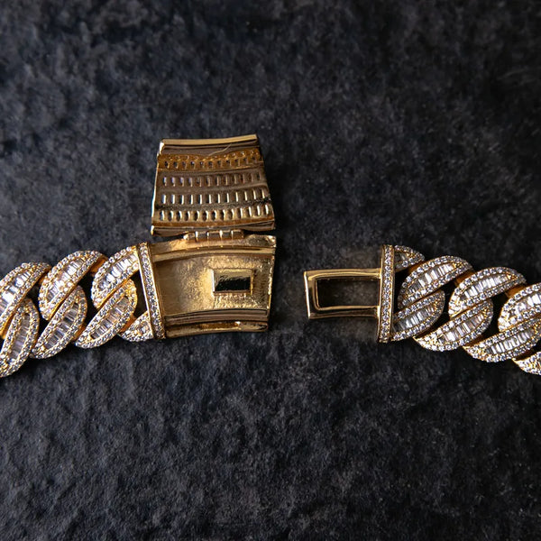 20MM BAGUETTE & ROUND CUT MIAMI CUBAN CHAIN - Gold