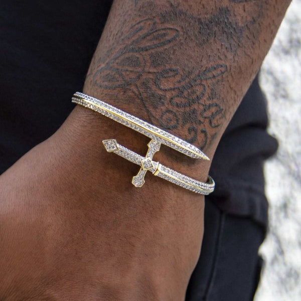 Sword Iced Band Bracelet - Gold