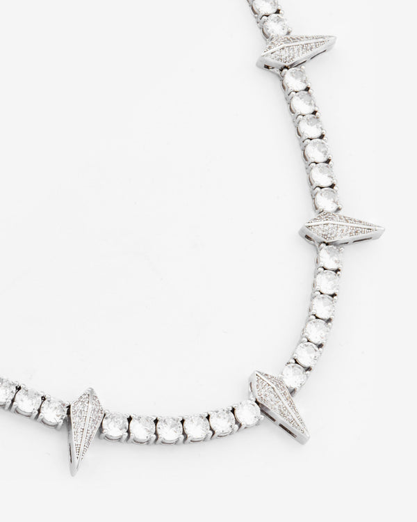 5mm Spike Tennis Chain - White Gold