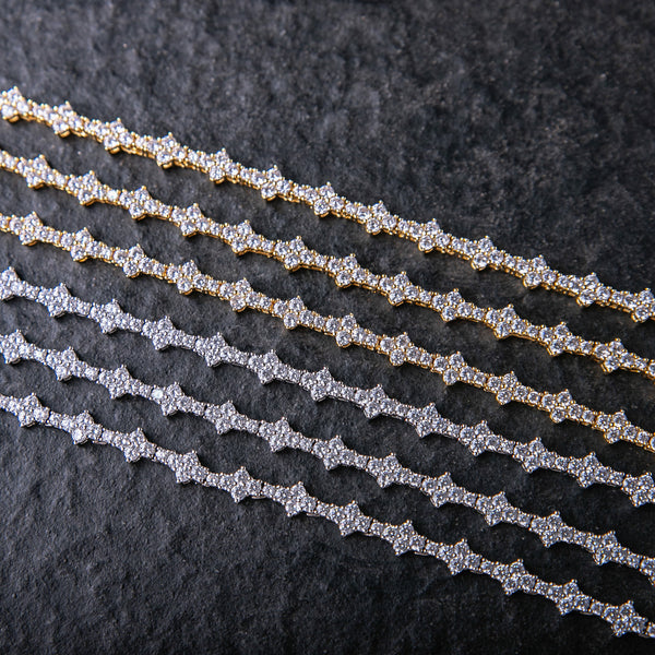 6MM CLUSTERED CROSS TENNIS BRACELET - Gold