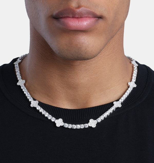 Clover Tennis Chain White Gold