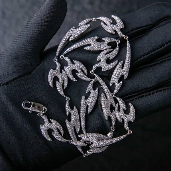 ICED HITODAMA LINK CHAIN - White Gold