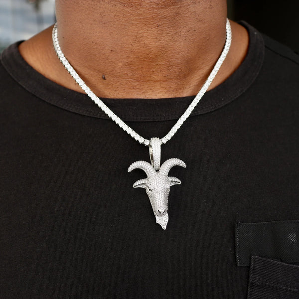 ICED GOAT PENDANT - WHITE GOLD