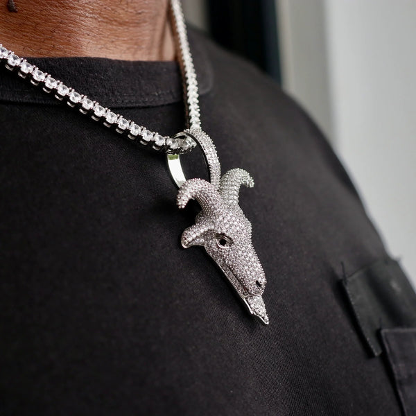 ICED GOAT PENDANT - WHITE GOLD