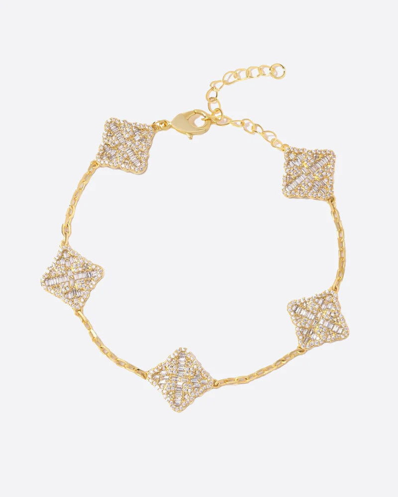 Iced Clover Bracelet - Gold