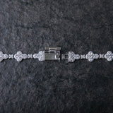 10MM ROUNDED CROSS & STAR LINK BRACELET - White Gold