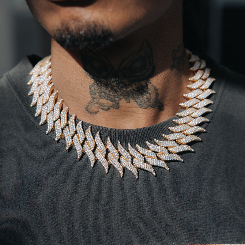 30mm Spiked Cuban Chain - Gold