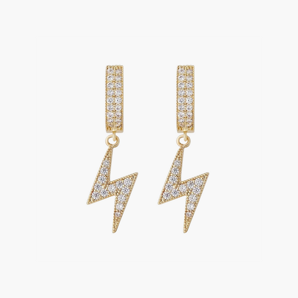 ICED BOLT EARRING–  GOLD