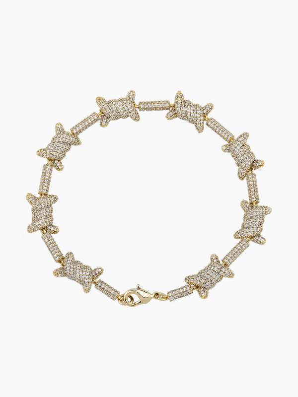 Iced Barbed Wire Bracelet - Gold