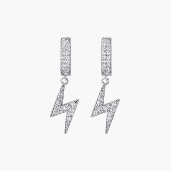 ICED BOLT EARRINGS  – WHITE GOLD