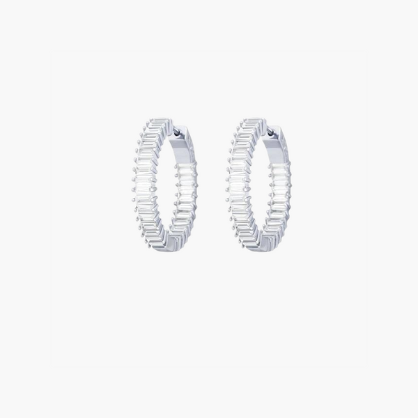 BAGUETTE EARRINGS – WHITE GOLD