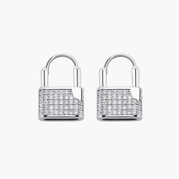 ICED LOCK EARRING – WHITE GOLD