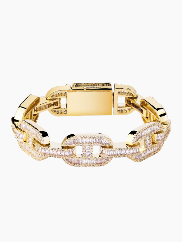 14mm Baguette Mariner Bracelet - Gold