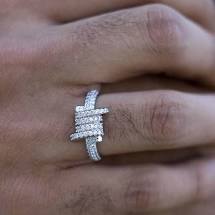 Iced Barbed Wire Ring - White Gold