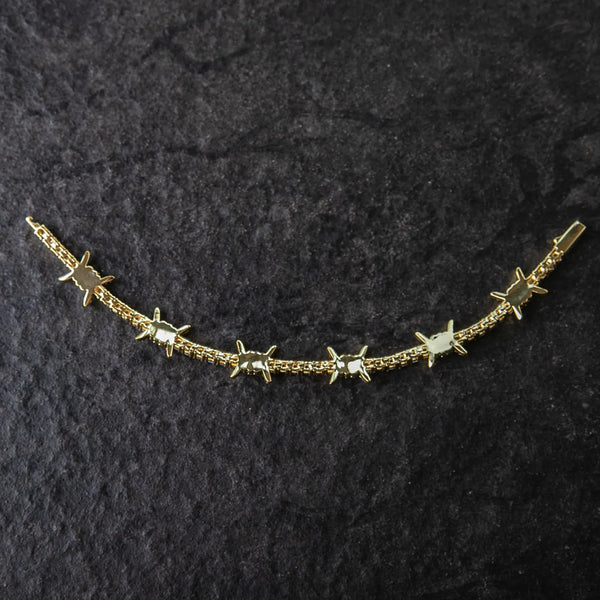 Iced Barbed Wire Tennis Bracelet - Gold