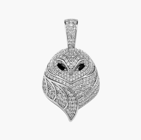 ICED OWL PENDANT - WHITE GOLD