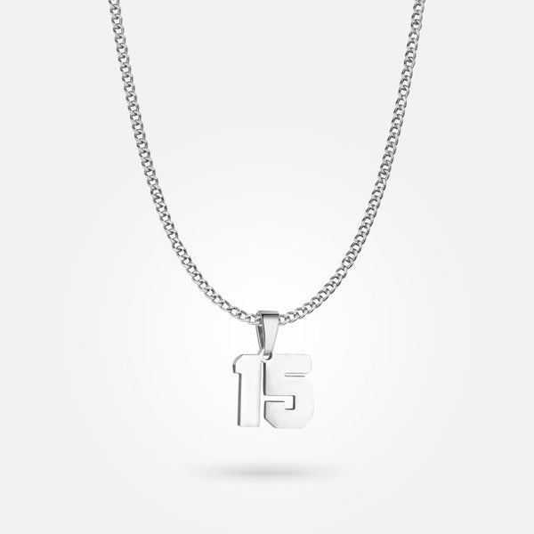 Jersey Number Pendant - White Gold