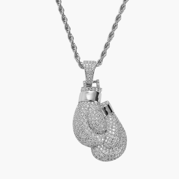 Iced Boxing Gloves pendant – White Gold