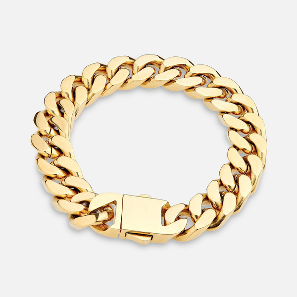 12MM Cuban Bracelet -  Gold