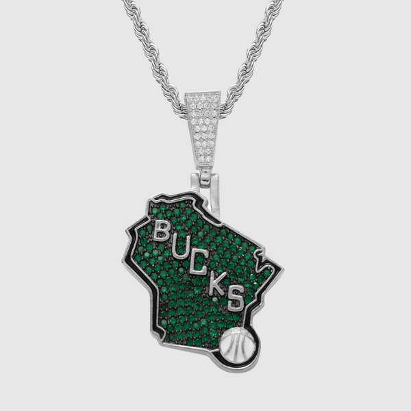 Milwaukee Bucks Iced pendant - White Gold