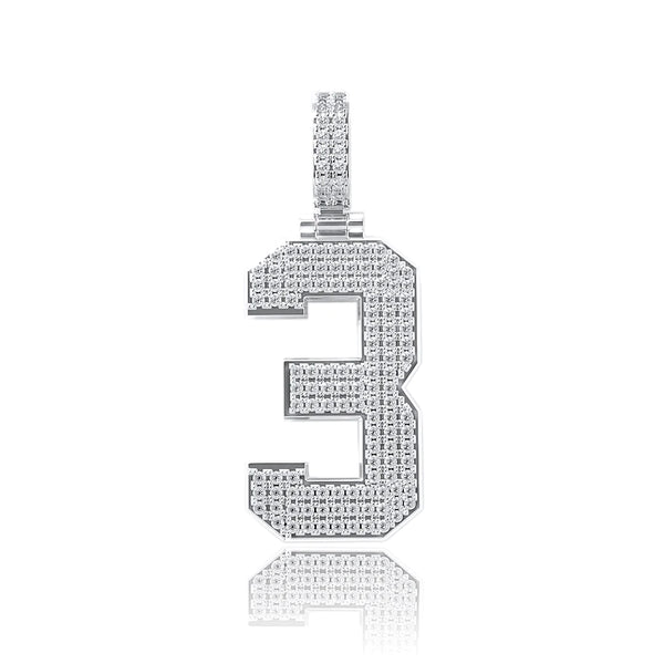 Moissanite Number Pendant - Solid Silver