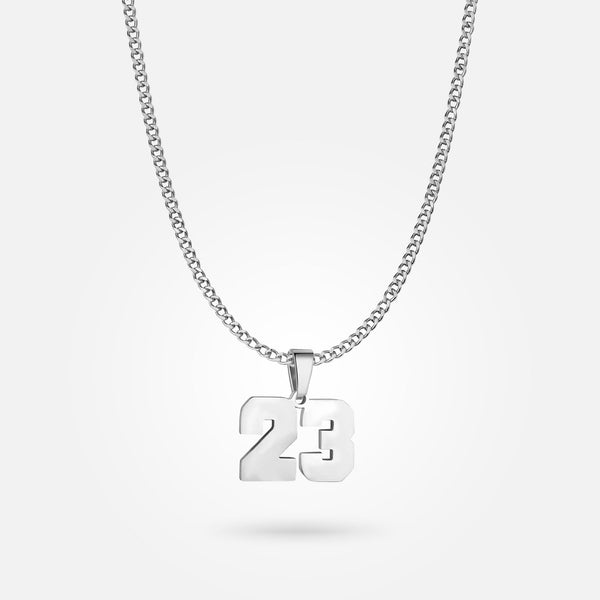 Jersey Number Pendant - White Gold