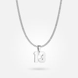 Jersey Number Pendant - White Gold