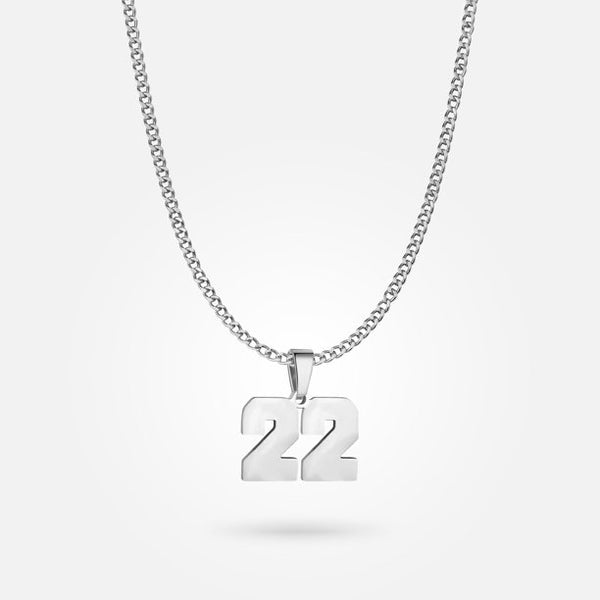 Jersey Number Pendant - White Gold