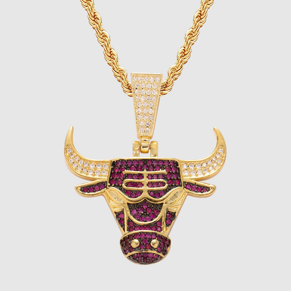 Chicago Bulls Iced Pendant - Gold