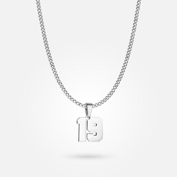 Jersey Number Pendant - White Gold