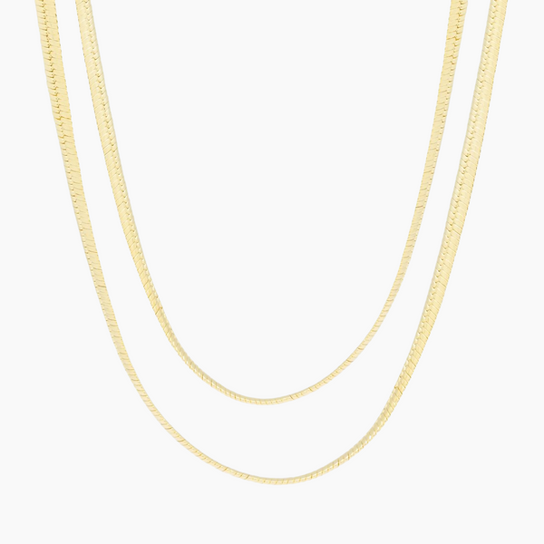 5mm Thick Herringbone Chain Set - Gold