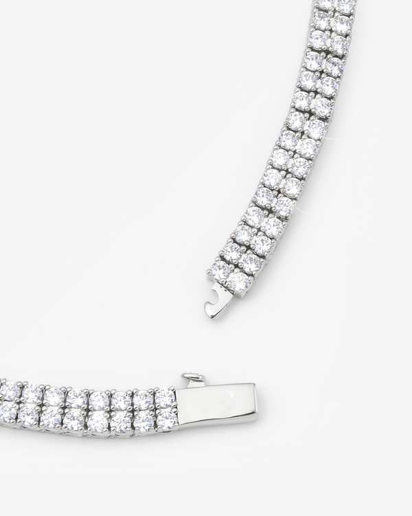 5mm Double Row Tennis Chain - White Gold