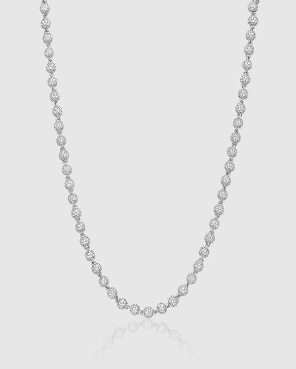 5mm Iced Ball Chain - White Gold