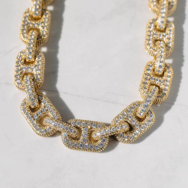 20mm 8-Link Diamond Chain - Gold