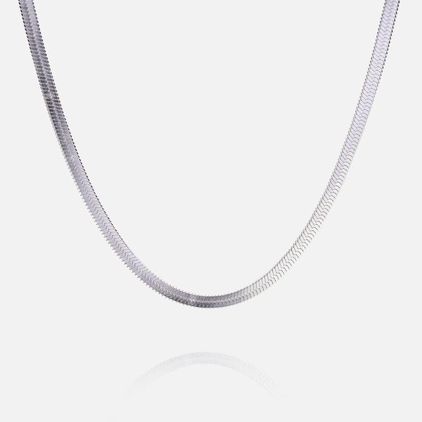 Herringbone Chain - White Gold