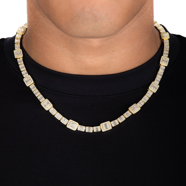 Cluster Baguette Tennis Chain - Gold