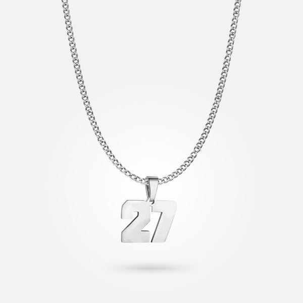 Jersey Number Pendant - White Gold