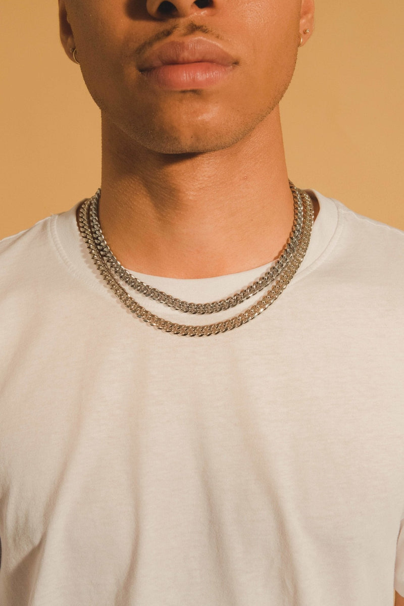 8mm Miami Cuban Chain Bundle - White Gold