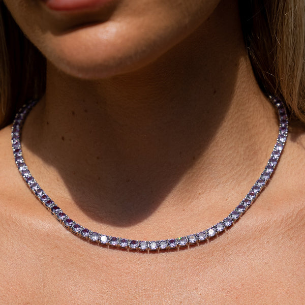 Georgie Crystal Necklace Blue – Crystal Tennis Necklace
