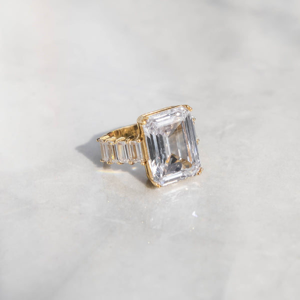 Emerald Cut Diamond Ring - Gold