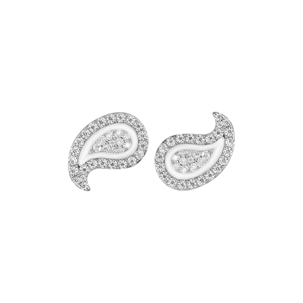 Moissanite Paisley Stud Earrings-Pair